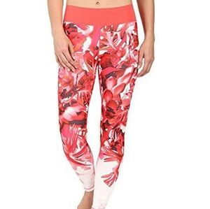 adidas Red and Pink Floral Leggings Size M